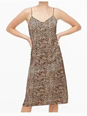 J. Crew Leopard Print Slip Dress Sz 0